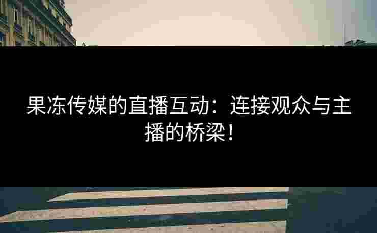 果冻传媒的直播互动：连接观众与主播的桥梁！